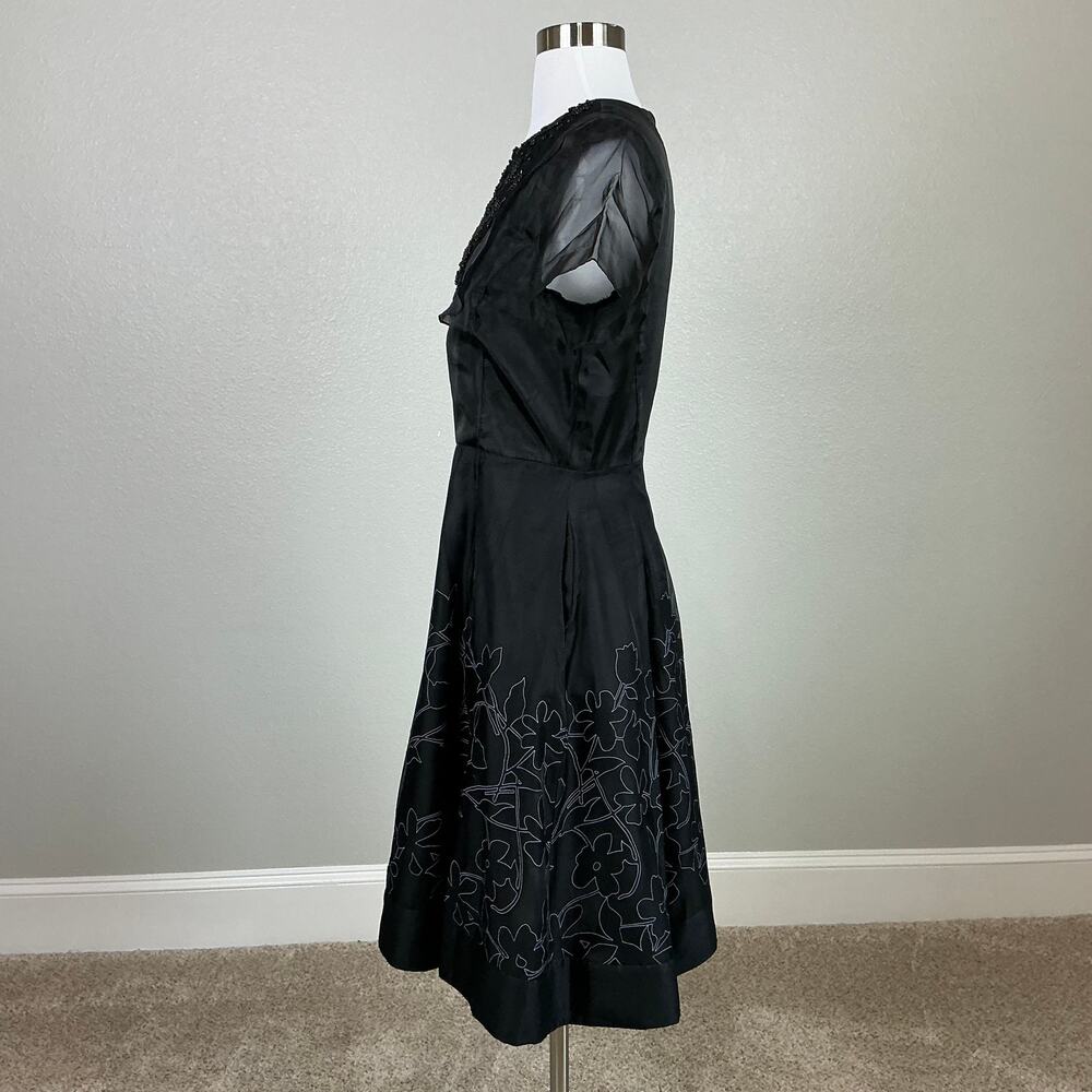 Sachin & Babi Beaded Chiffon Fit and Flare Cocktail Dress Black Size 8 - Picture 6 of 13